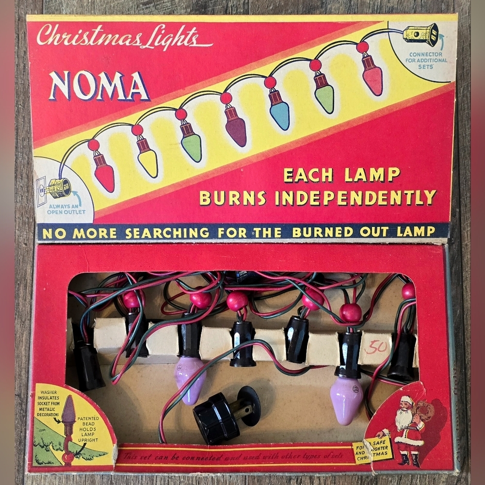 Vintage 1939 Christmas Lights By Noma in Original Box Bakelite C7 - Picture 2 of 8